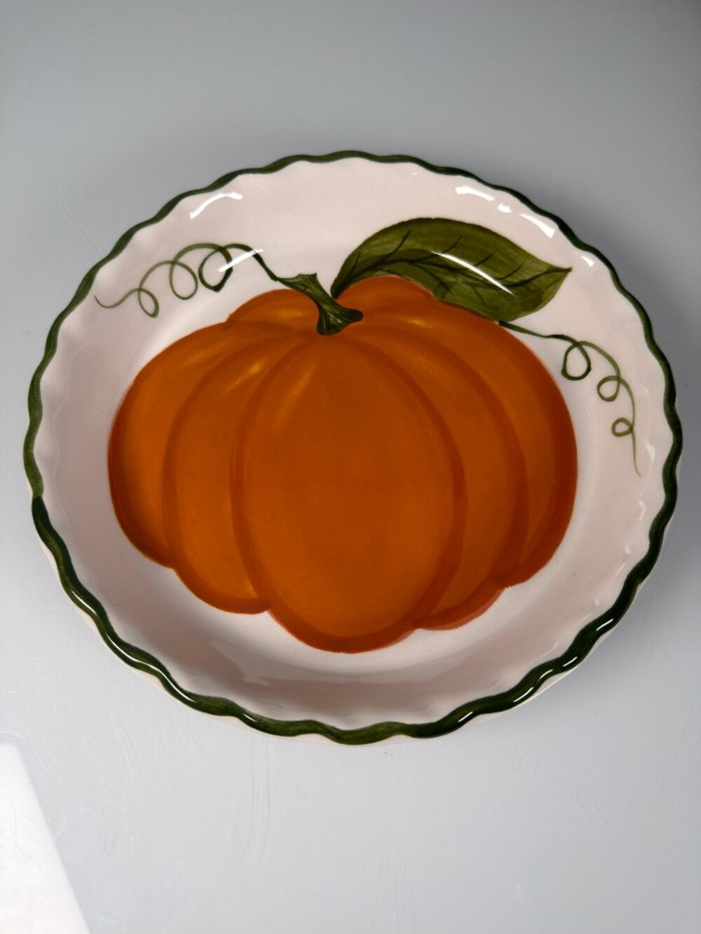 Laurie Gates for WILLIAMS SONOMA Pumpkin Pie Plate Perfect for Fall 1998